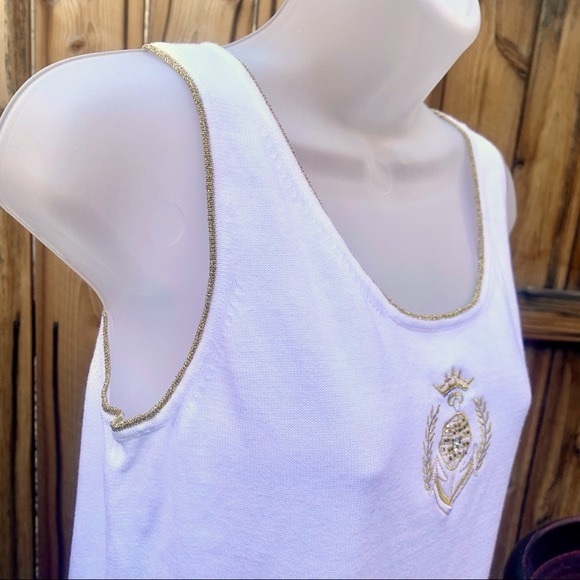 Gardy White Tank Top W/ Gold Embellishment | S - Picture 5 of 8